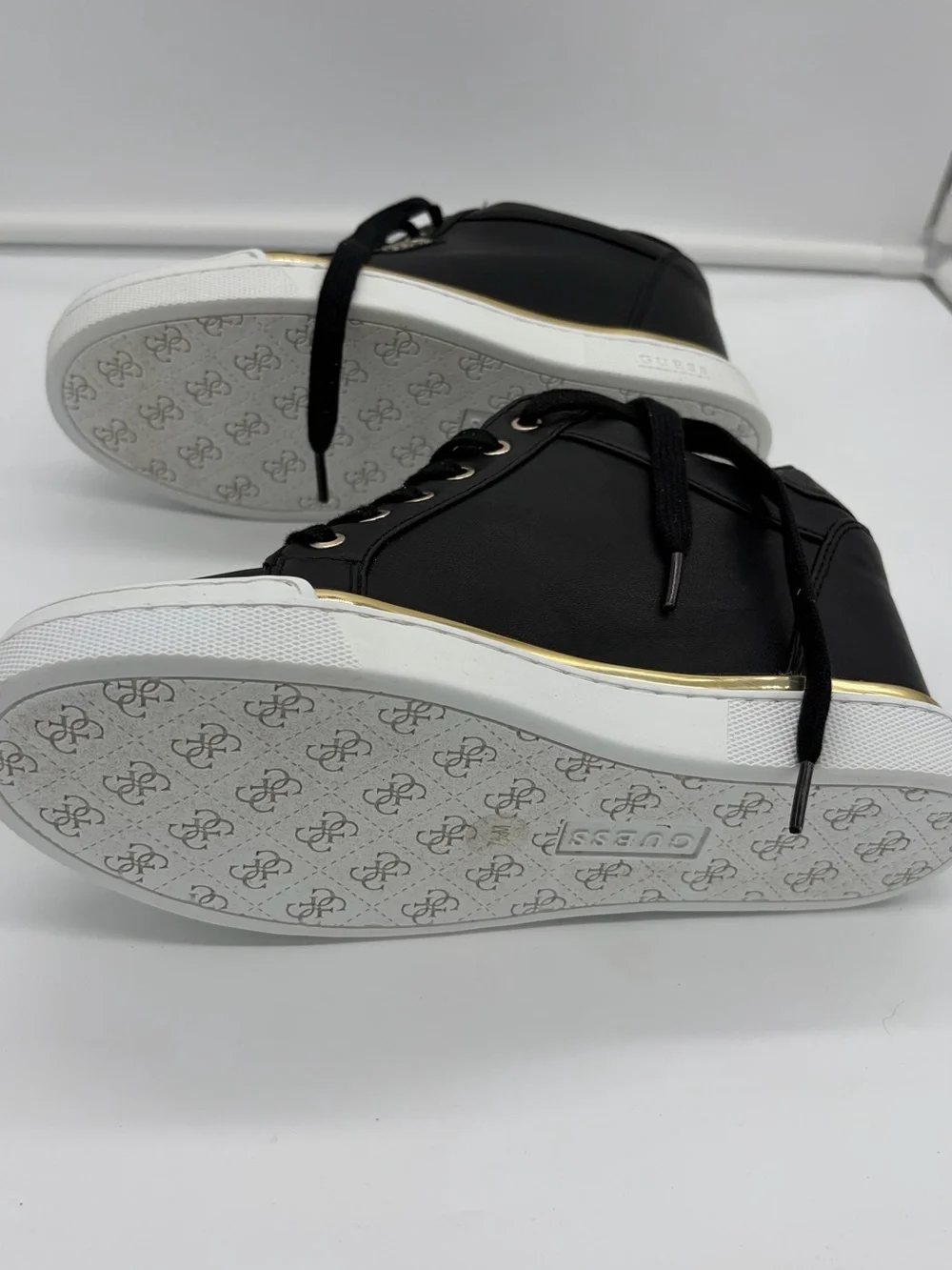 Guess Black Low-Top Platform Sneakers with White Soles